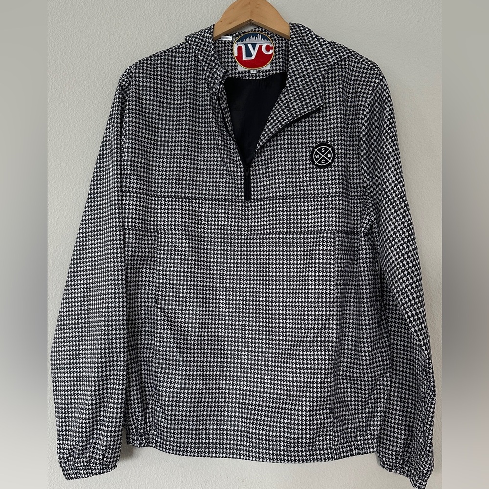 Unisex Black and White The Windbreaker Dogtooth Jacket